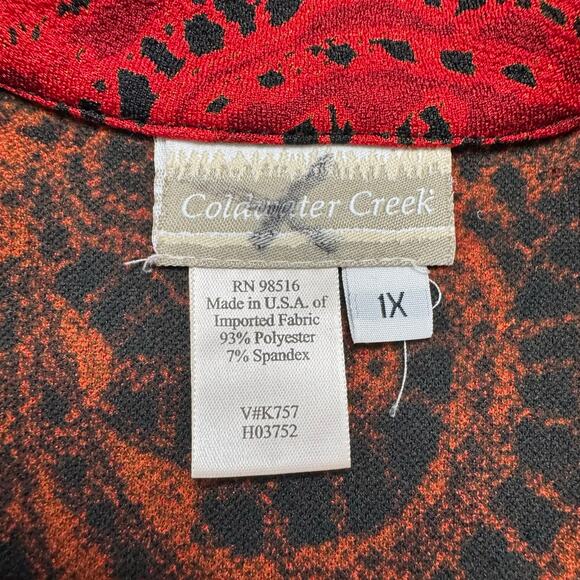 COLDWATER CREEK Vibrant Red Paisley Button Up Blouse Size 1X Womens Made in USA - Picture 6 of 9